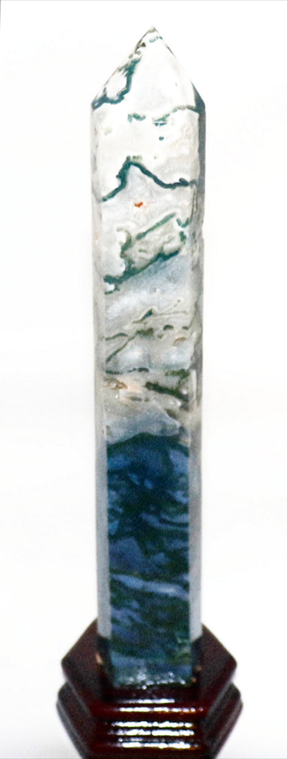 Green Moss Agate Gemstone Tower