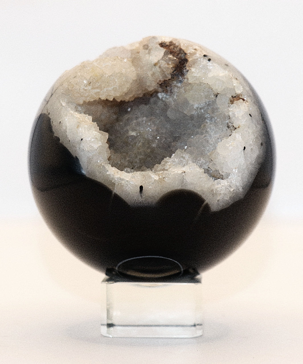 Gemstone Spheres & Stands Black Banded Agate Sphere & Clear Square Sphere Stand