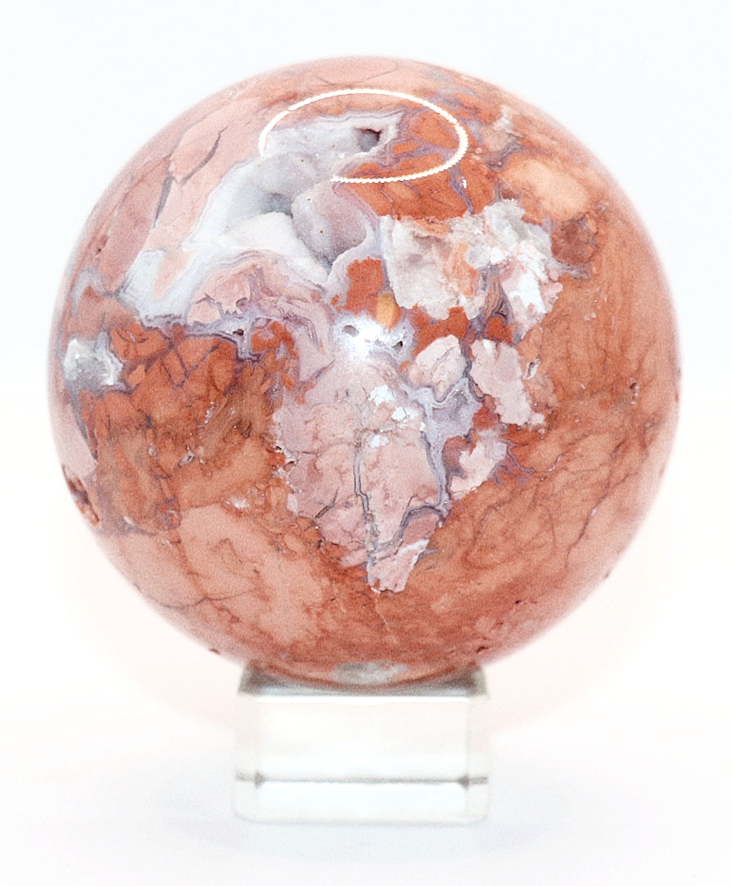 Cotton Candy Agate Gemstone Clear Sphere  Stand