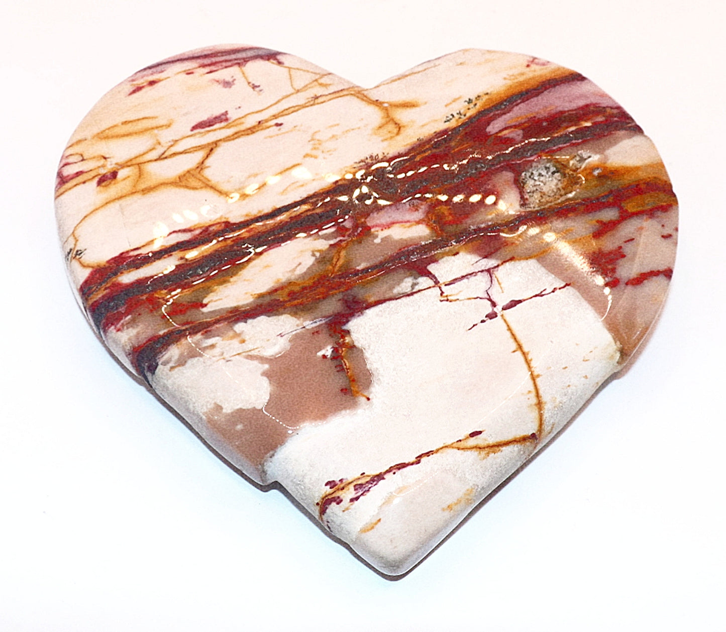 Mookaite Jasper Gemstone  Curved Hearts & Hearts Stands