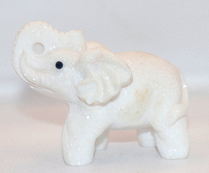 White Jade Gemstone Carved Elephant