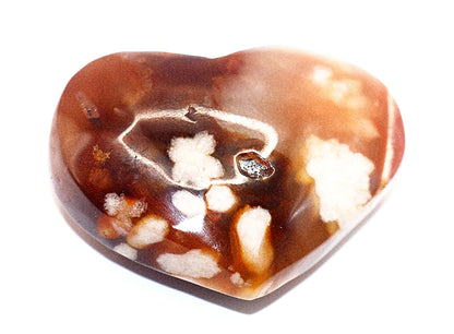Flower Agate Gemstone Curved Heart & Stand