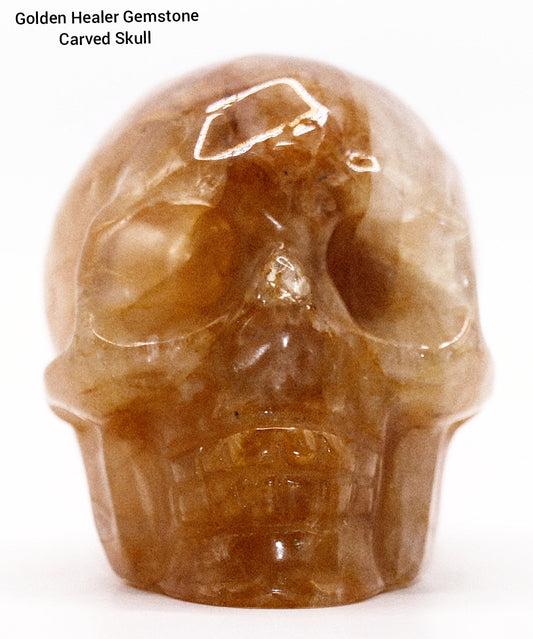 Golden Healer Gemstone Carved Skull
