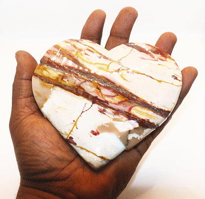 Mookaite Jasper Gemstone  Curved Hearts & Hearts Stands