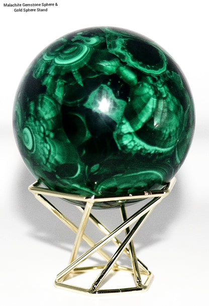 Malachite Gemstone Sphere & Gold Sphere Stand