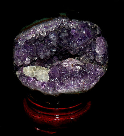 (Pac-Man) Purple Amethyst Gemstone Sphere & Glass Square Stand