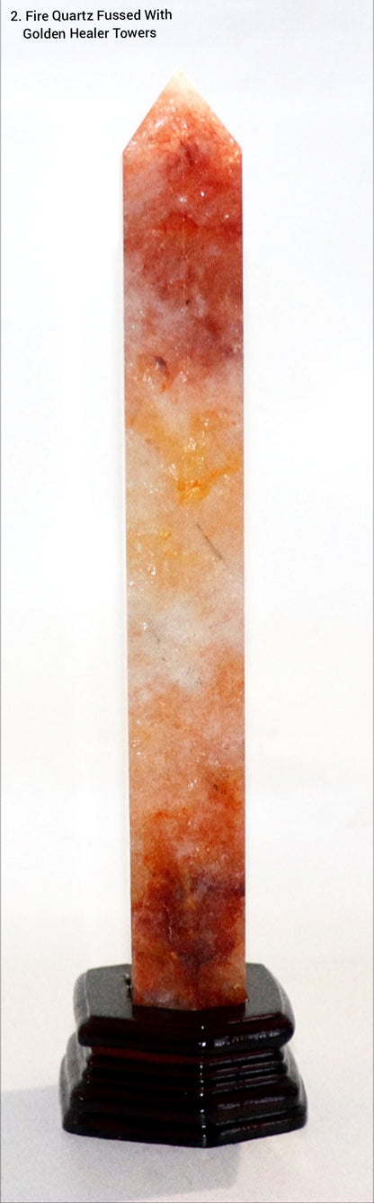 Rare Fire Quartz fussed with Golden Healer Gemstone Towers