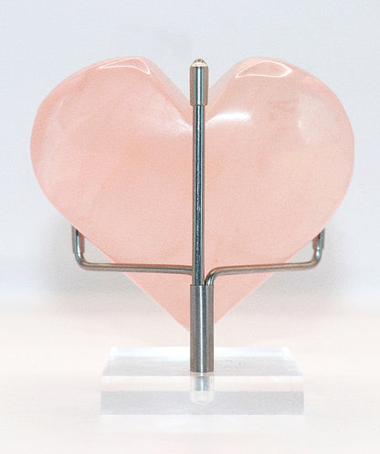 Rose Quartz Gemstone Carved Hearts & Stand